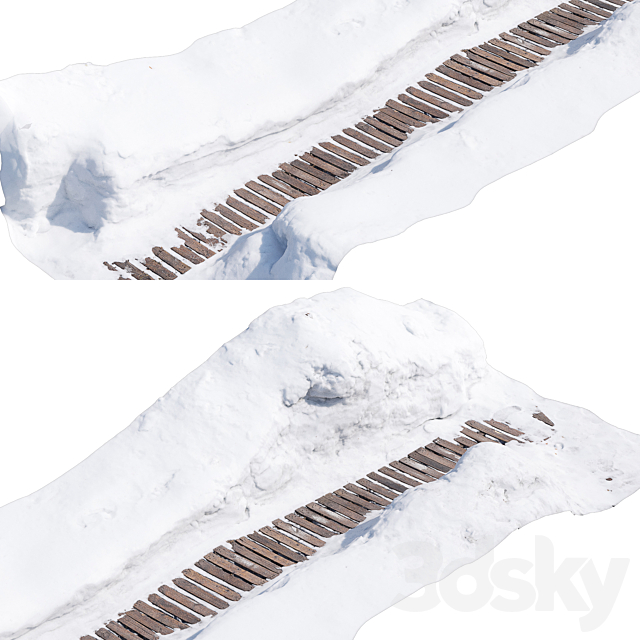 Winter path made of wood 3ds Max - thumbnail 2