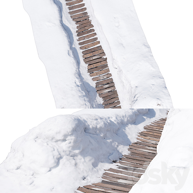 Winter path made of wood 3ds Max - thumbnail 3