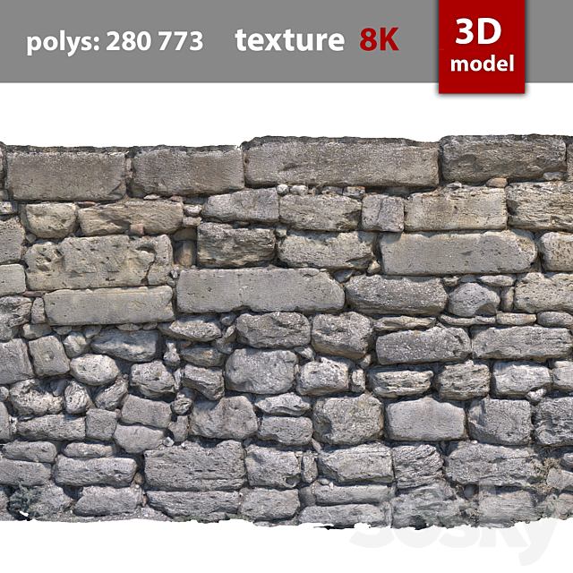 292 Stone Wall 3ds Max - thumbnail 2