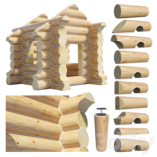 A set of logs to create the log cabins 3DSMax File - thumbnail 1