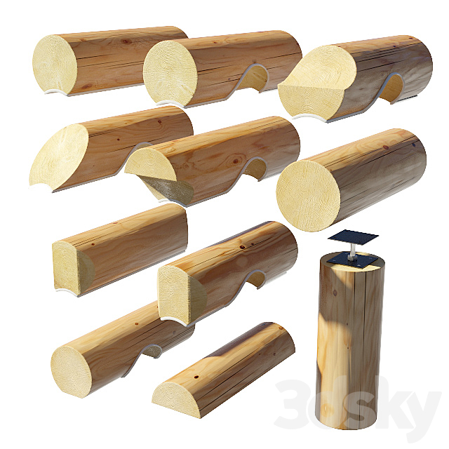 A set of logs to create the log cabins 3DSMax File - thumbnail 2