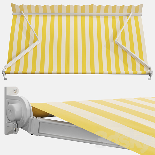 Awning set 3 (striped) 3DS Max Model - thumbnail 2