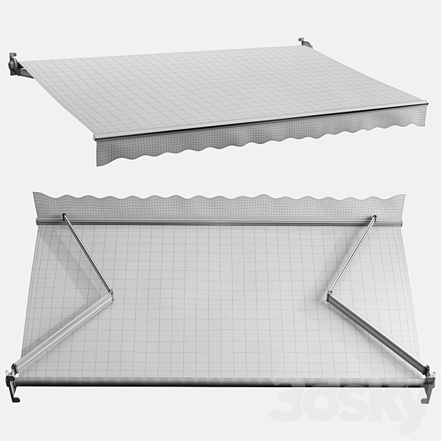 Awning set 3 (striped) 3DS Max Model - thumbnail 4