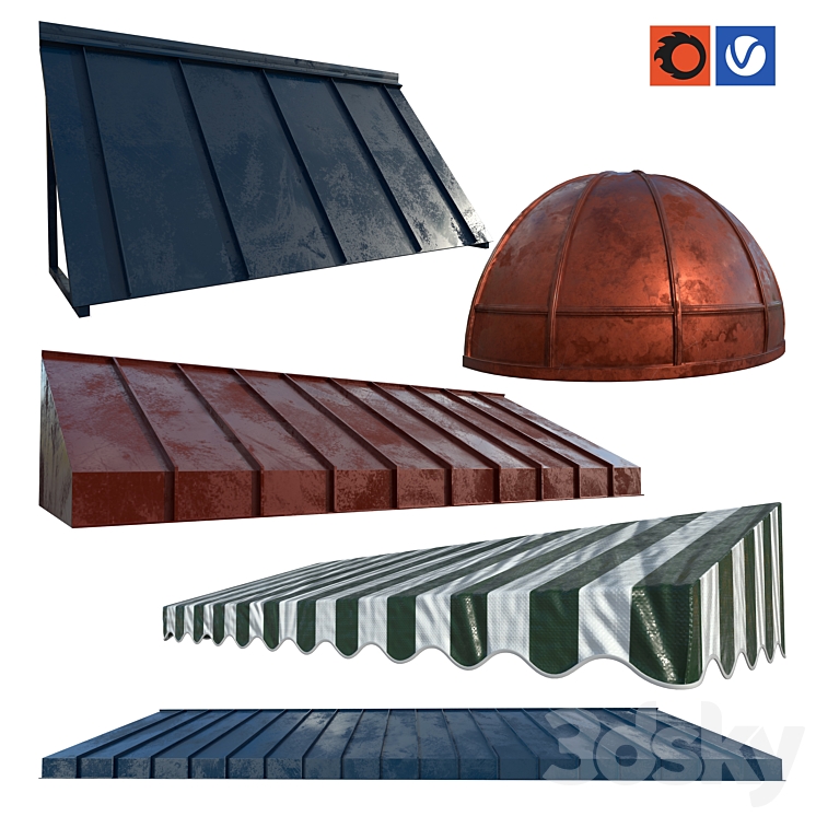 Awning set kitbash vol.10 3DS Max - thumbnail 1