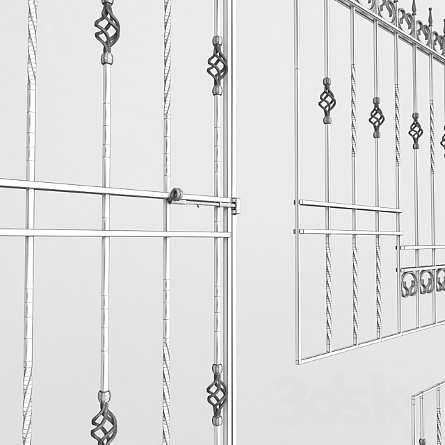 Balcony fencing and window grilles 3DS Max Model - thumbnail 5