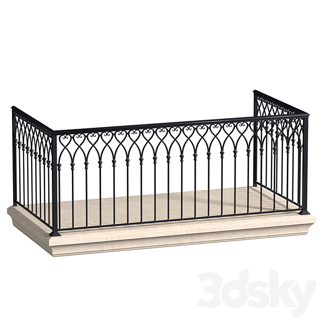 Balcony in oriental style. Arabian Fence balcony Forged 3ds Max - thumbnail 1