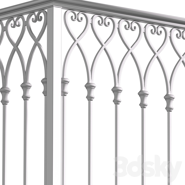 Balcony in oriental style. Arabian Fence balcony Forged 3ds Max - thumbnail 3