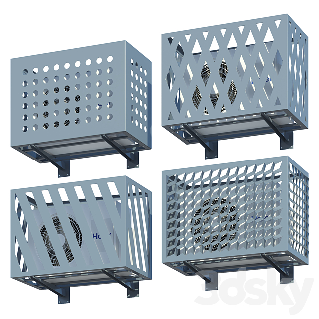 Baskets for air conditioning on the facade 3ds Max - thumbnail 3