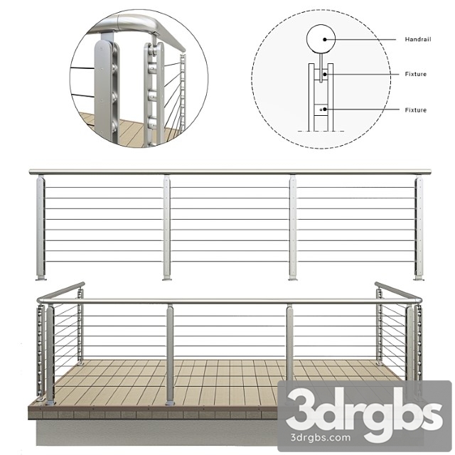 Cable railing 3dsmax Download - thumbnail 1