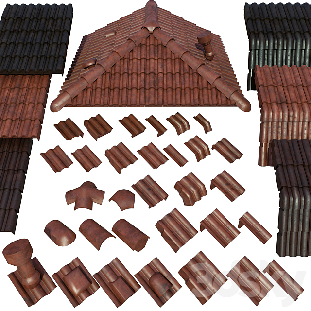 Ceramic roof tiles 3DS Max Model - thumbnail 2