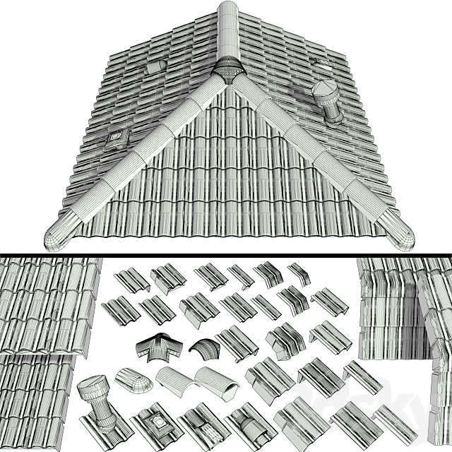 Ceramic roof tiles 3DS Max Model - thumbnail 3