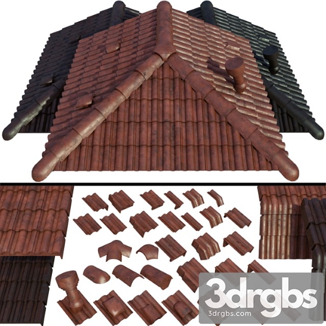 Ceramic Roof Tiles 3dsmax Download - thumbnail 1