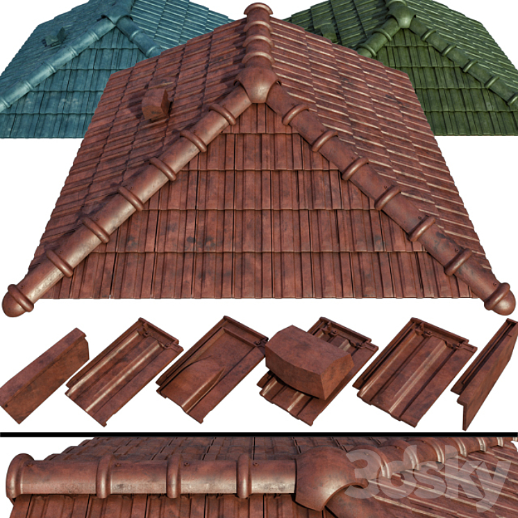 Ceramic tiles and roofing elements 3DS Max - thumbnail 1