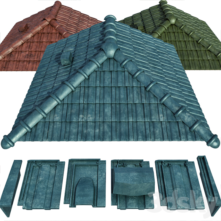 Ceramic tiles and roofing elements 3DS Max - thumbnail 2