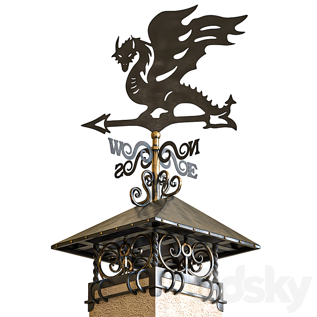 Chimney on a pipe with a weather vane 3ds Max - thumbnail 1