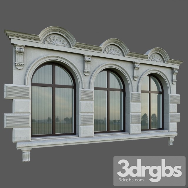 Classic Arched Window 3dsmax Download - thumbnail 1