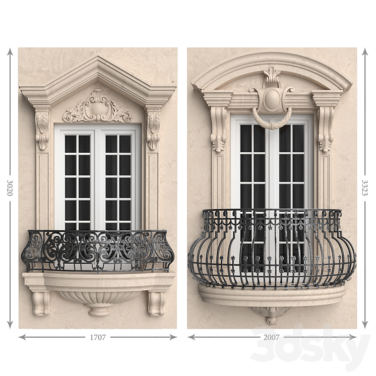 Classic balconies 2 3DS Max - thumbnail 1