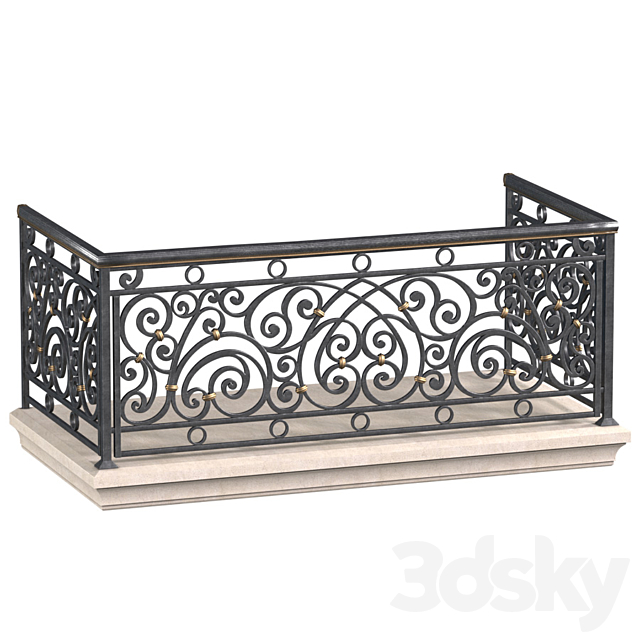 Classic balcony Forged Fence 3ds Max - thumbnail 1