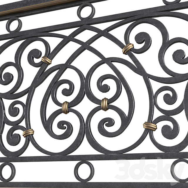 Classic balcony Forged Fence 3ds Max - thumbnail 2