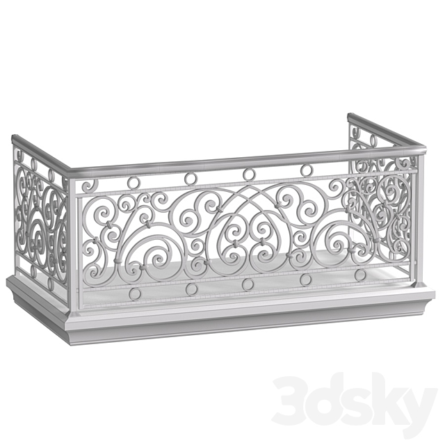 Classic balcony Forged Fence 3ds Max - thumbnail 3