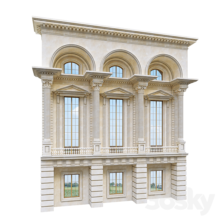 Classic Facade Element 3DS Max - thumbnail 1