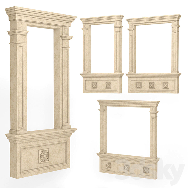 Classic rectangular window frames 4 sizes 3ds Max - thumbnail 1