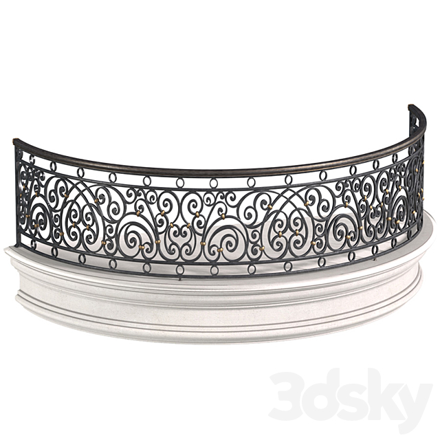 Classic Round balcony Forged Fence 3ds Max - thumbnail 1