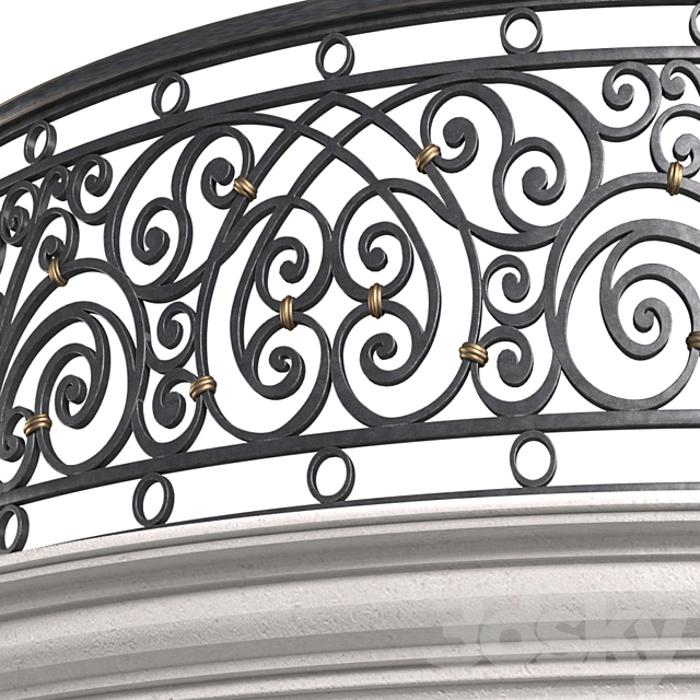 Classic Round balcony Forged Fence 3ds Max - thumbnail 3