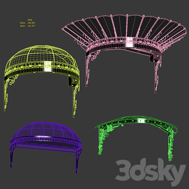 Classic visor. 4 models 3DS Max Model - thumbnail 4