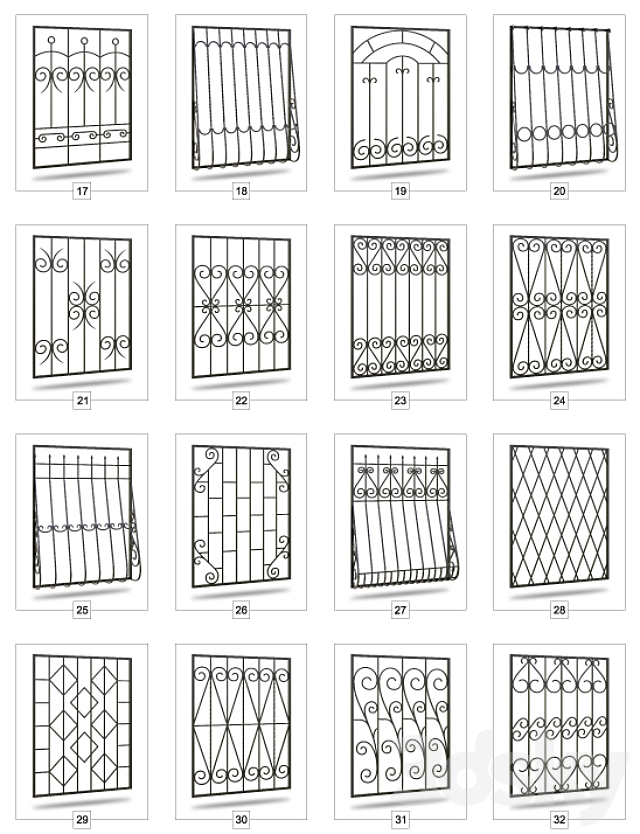 Collection of 69 welded window guards 3DS Max Model - thumbnail 2