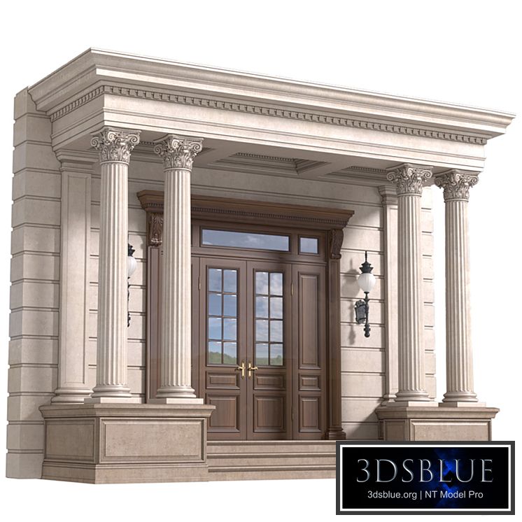 Column Porch Entrance to the house Classic Porch 3DS Max - thumbnail 3