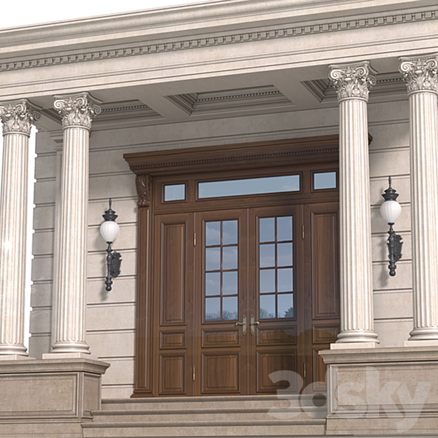 Column Porch Entrance to the house Classic Porch 3DS Max Model - thumbnail 3