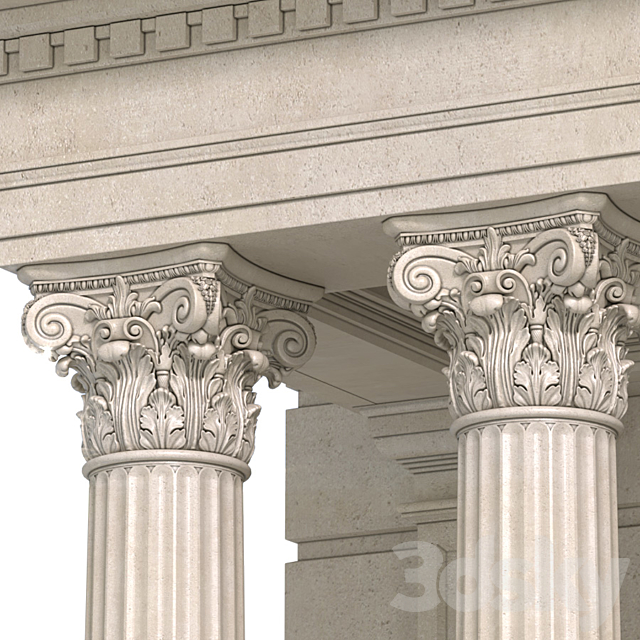 Column Porch Entrance to the house Classic Porch 3DS Max Model - thumbnail 4