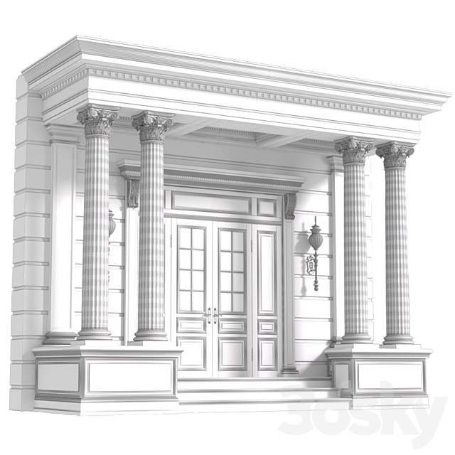 Column Porch Entrance to the house Classic Porch 3DS Max Model - thumbnail 6