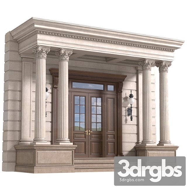 Column Porch Entrance To The House Classic Porch 3dsmax Download - thumbnail 1