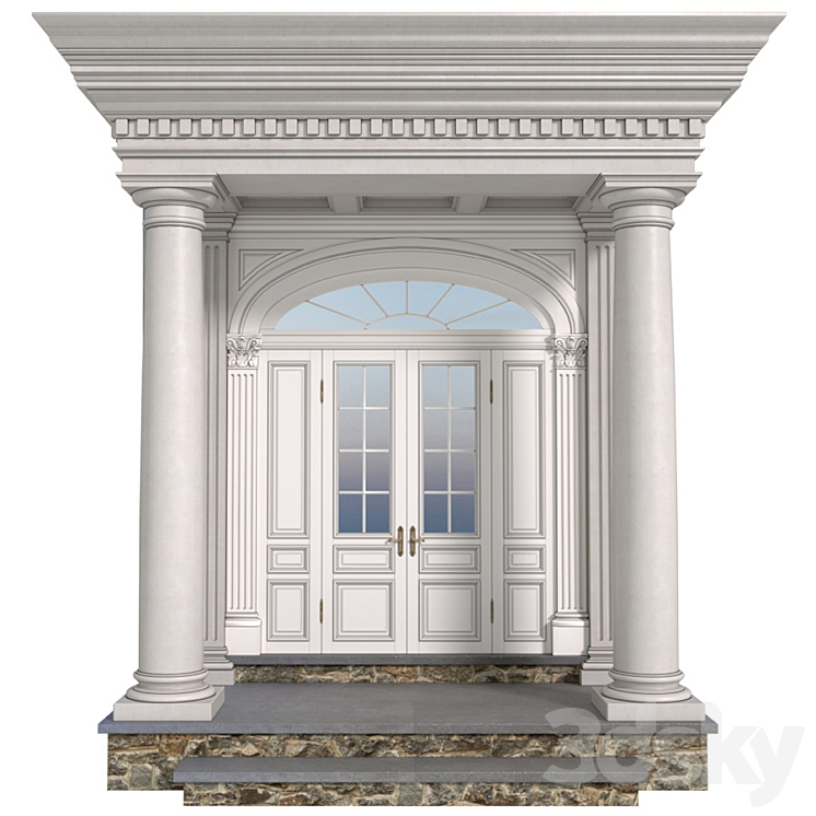 Column Porch MODERN ENTRANCE to the house Classic Front Porch Portico FRONT DOOR 3DS Max - thumbnail 2