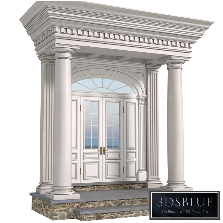 Column Porch MODERN ENTRANCE to the house Classic Front Porch Portico FRONT DOOR 3DS Max - thumbnail 3