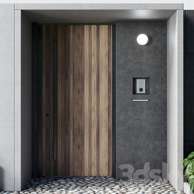 Door outdoor entrance and fence and graden 05 3DS Max Model - thumbnail 3