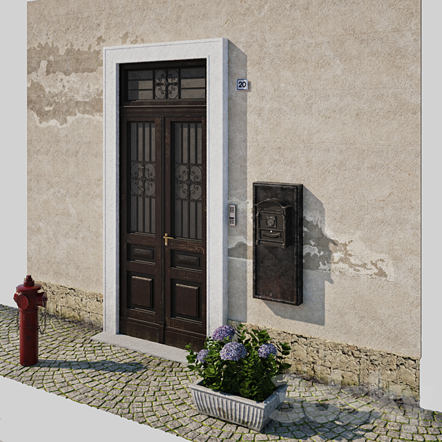 Entrance portal with street assets 3ds Max - thumbnail 1