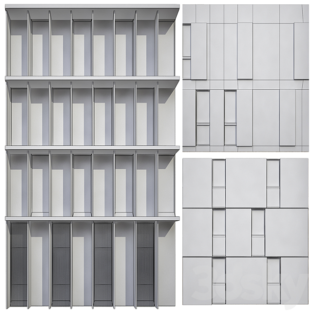 Facades of houses 3DS Max Model - thumbnail 4