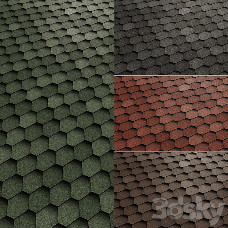 Flexible roof tiles TECHNONICOL SHINGLAS Sonata 3DS Max - thumbnail 1