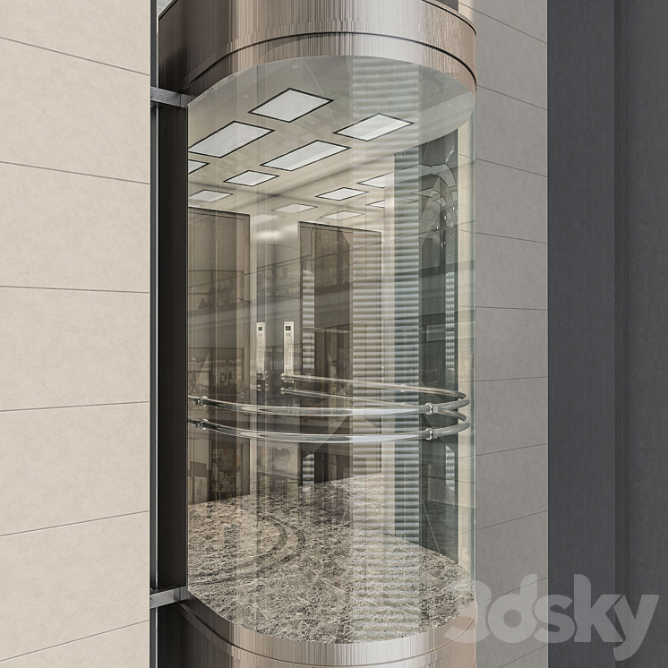 Glass elevator 3DS Max - thumbnail 2