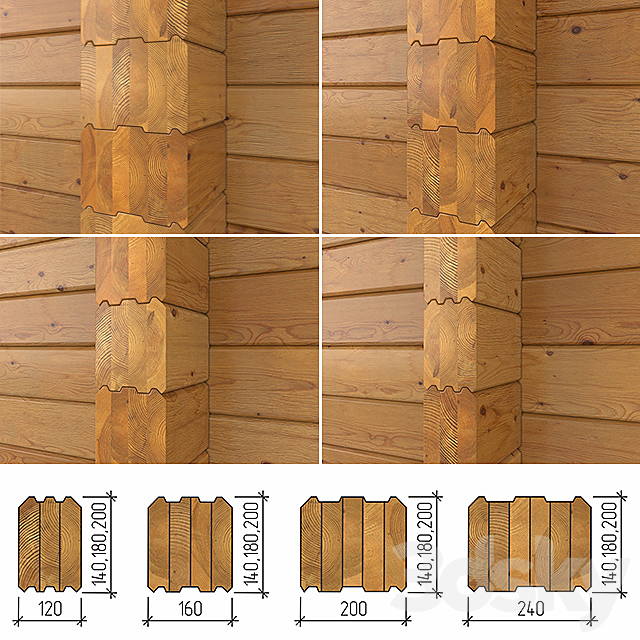 Glued laminated timber 3ds Max - thumbnail 2