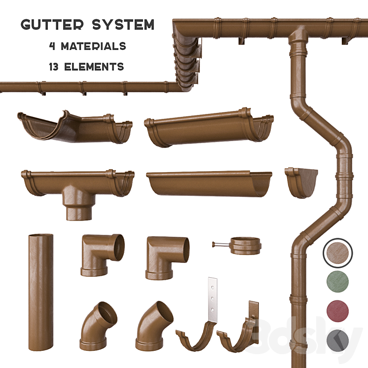 Gutter system 3DS Max - thumbnail 1