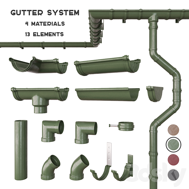 Gutter system 3DS Max - thumbnail 2