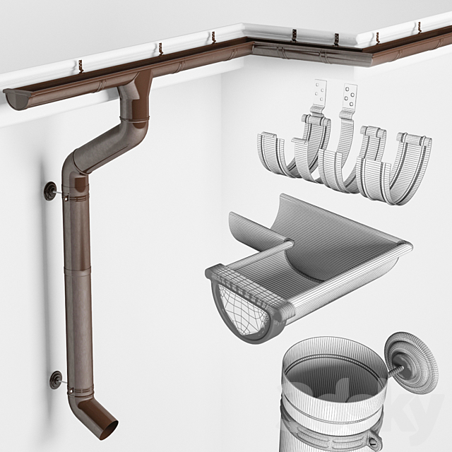 Gutter system 3DS Max Model - thumbnail 3