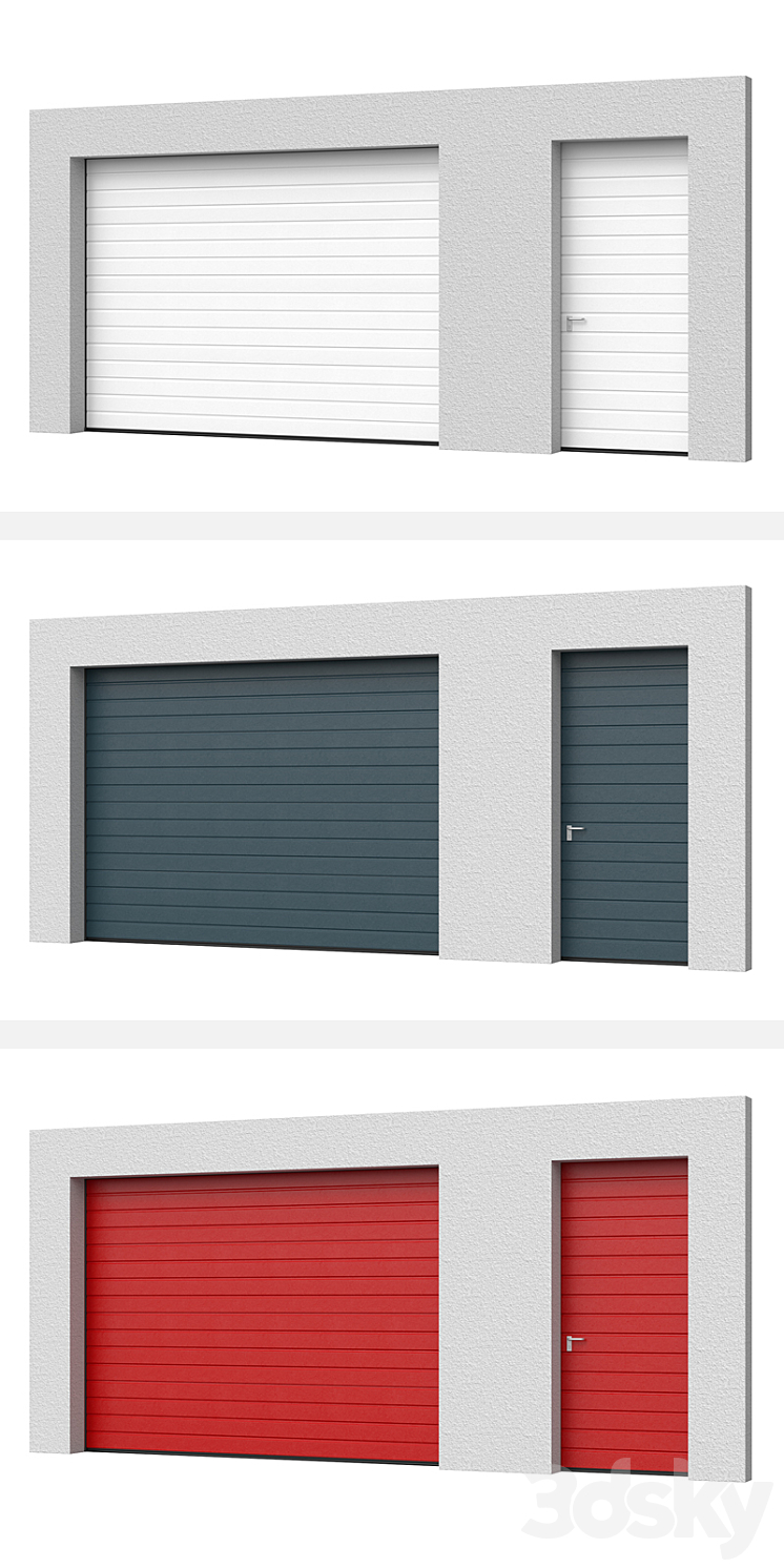 Hormann Sectional doors open \/ closed with side door 3DS Max - thumbnail 2