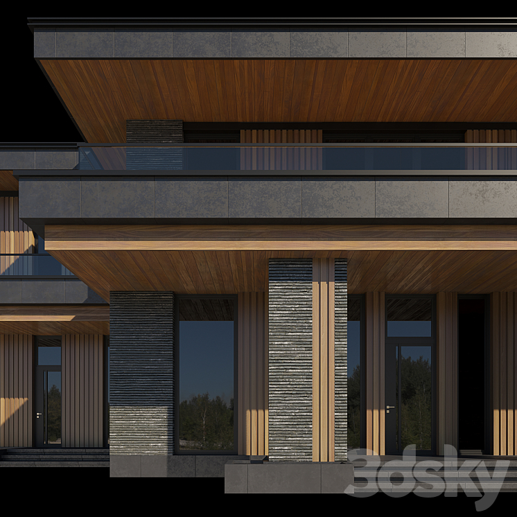 House facade 3DS Max - thumbnail 2