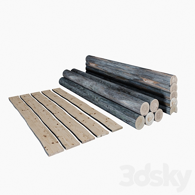 Logs. boards. 3DSMax File - thumbnail 1