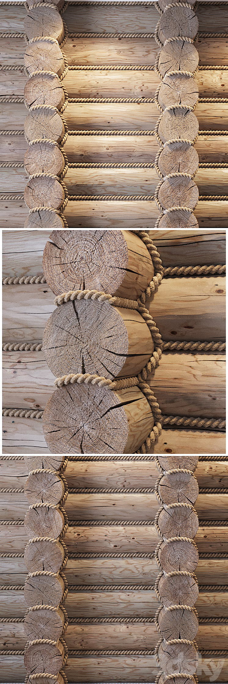 Logs with ropes 3DS Max - thumbnail 2